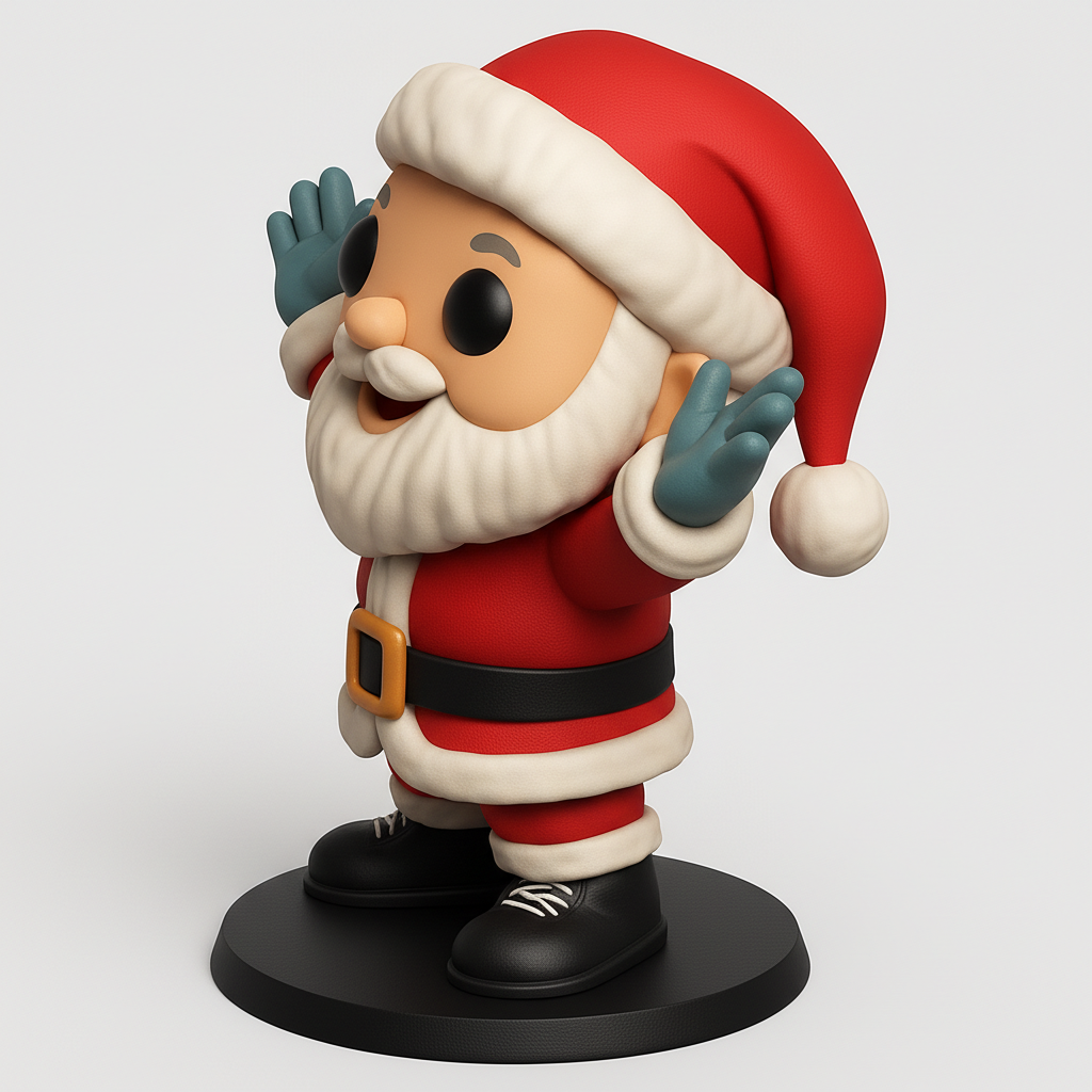 face anatomy 3d model-create 3d face model from photo_Cheerful Santa Funko-Style Figurine - Holiday Decor