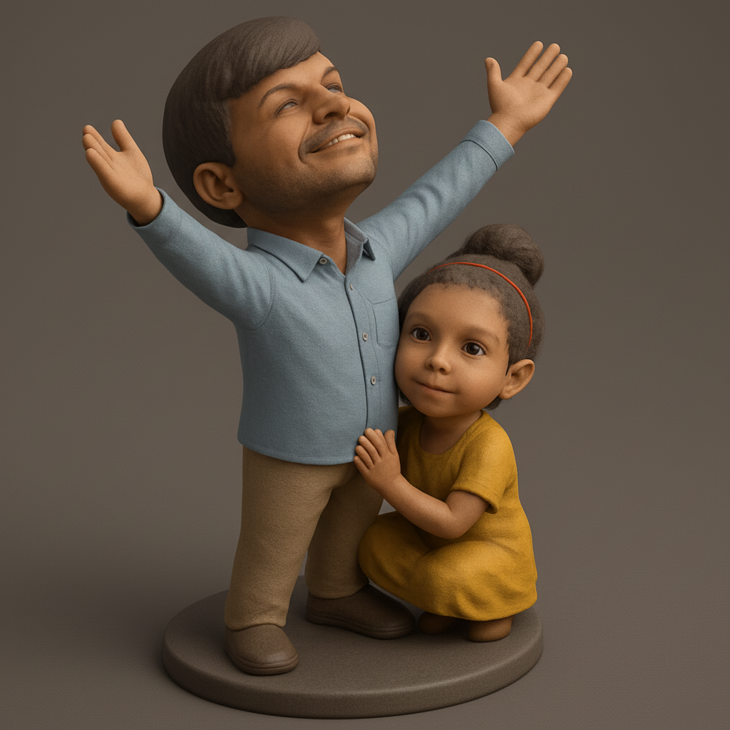 face anatomy 3d model-create 3d face model from photo_Eternal Bond: Father & Daughter Keepsake Statue