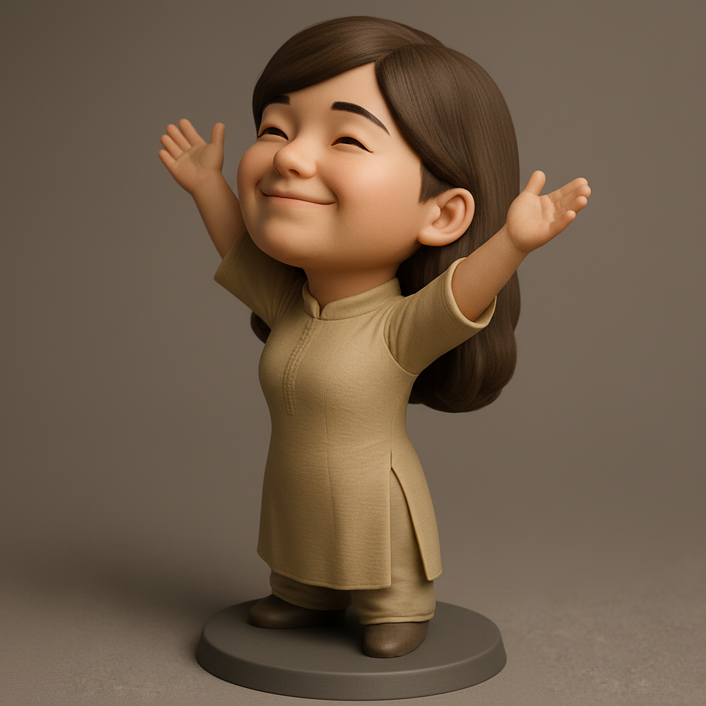 face to 3d model ai-3D portrait printing from photo_Radiant Joy Figurine: Happy Hug Pose