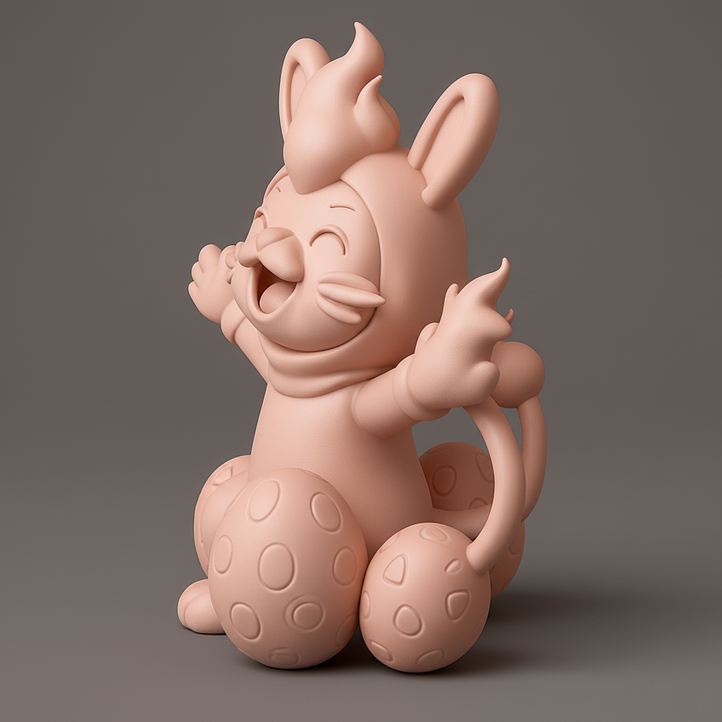 face anatomy 3d model-create 3d face model from photo_Happy Flame-Bunny: Festive Easter Charm 3D Print