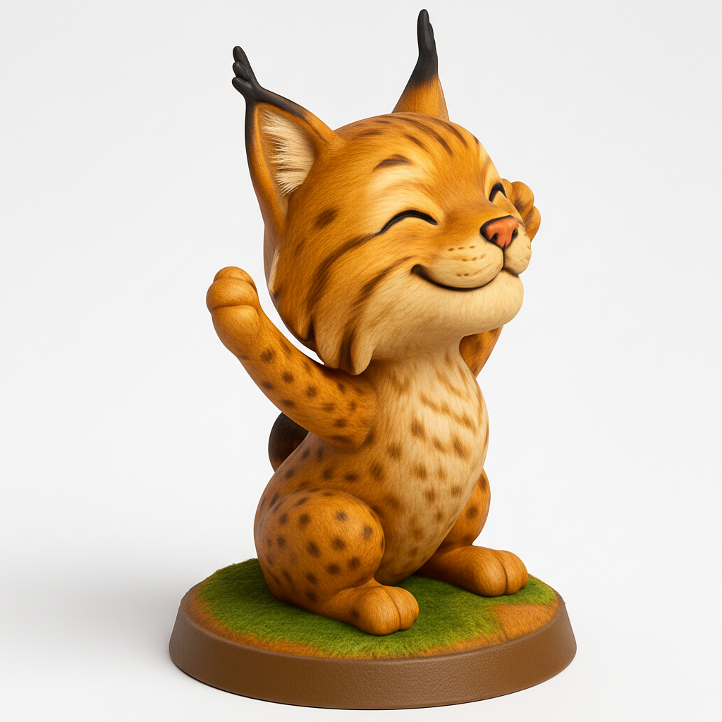 face to 3d model ai-3D portrait printing from photo_Smiling Bobcat Buddy: Bring Joy to Your Desk!