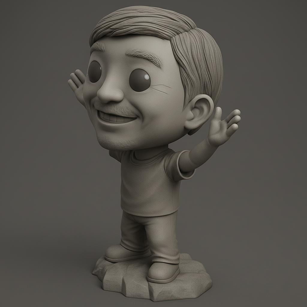 face anatomy 3d model-create 3d face model from photo_Happy Guy Bobblehead: A Joyful 3D Print