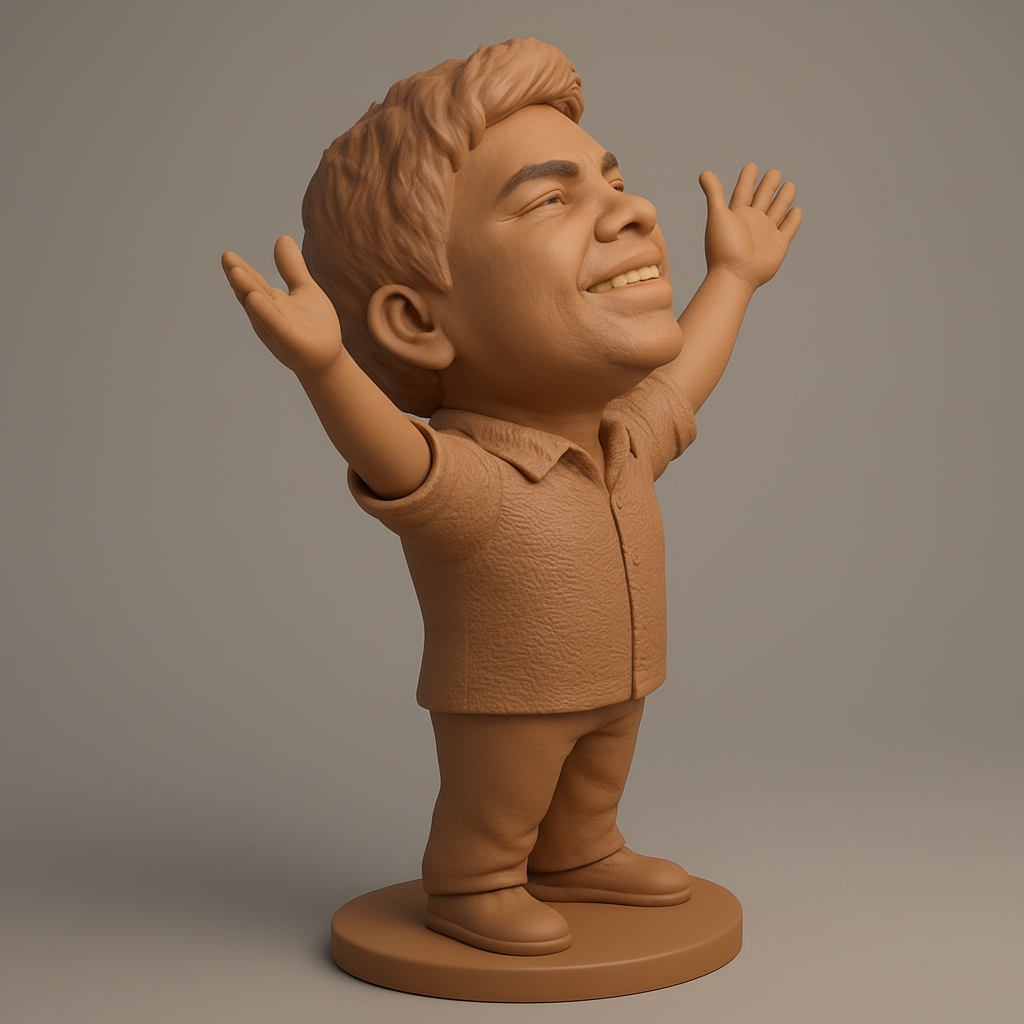 face anatomy 3d model-create 3d face model from photo_Celebrate Joy: Open Arms Caricature 3D Model