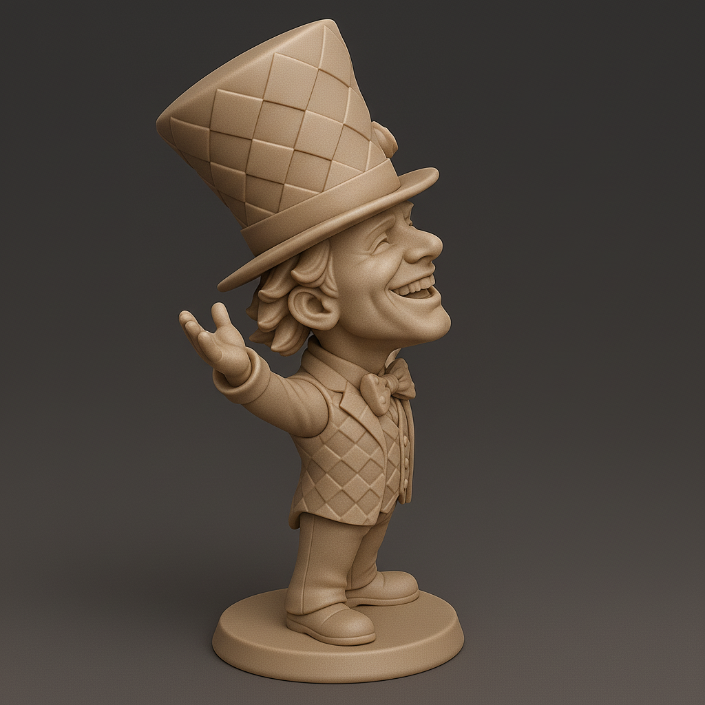 silhouette 3d printer maker-3d portrait printing_Whimsical Top Hat Character Figurine