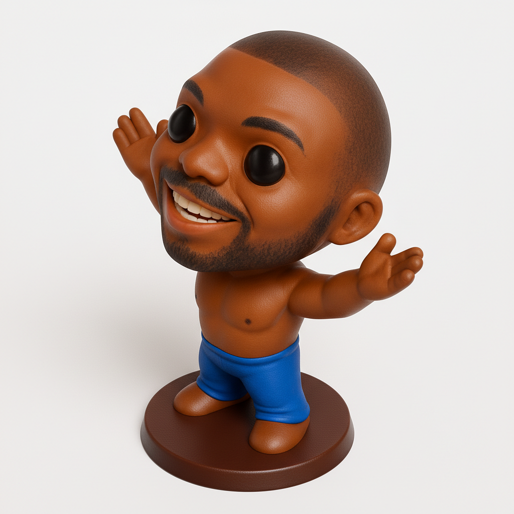 face to 3d model ai-3D portrait printing from photo_Cheerful Smiling Man Bobblehead Figurine