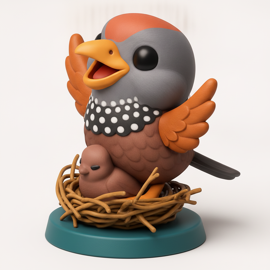 face anatomy 3d model-create 3d face model from photo_Sweet Nesting Birds: Mother and Chick Collectible