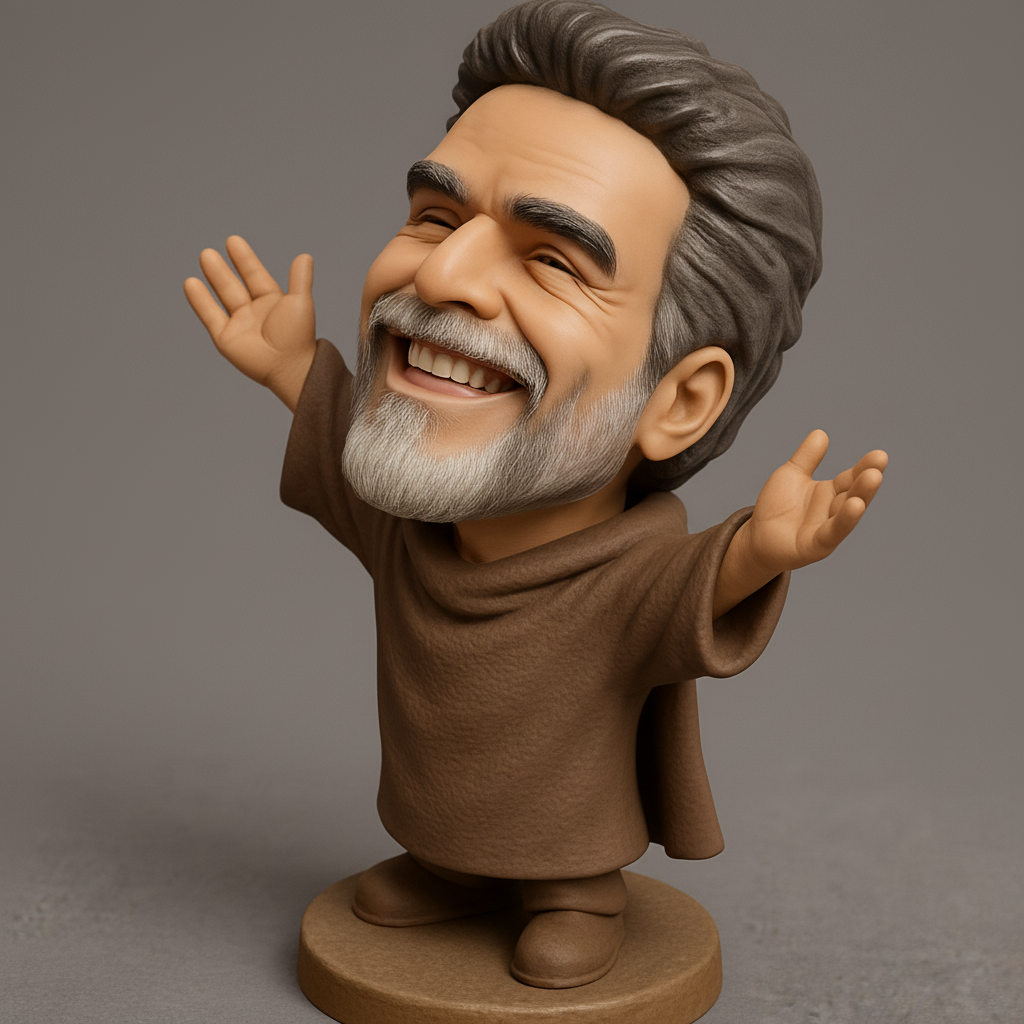 silhouette 3d printer maker-3d portrait printing_Welcoming Monk Bobblehead - Embrace Joy & Happiness