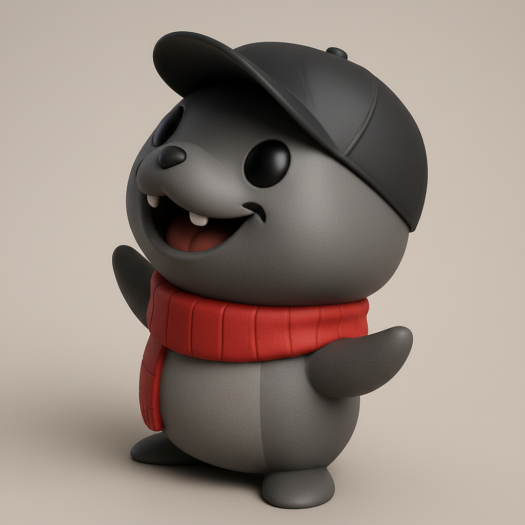 face to 3d model ai-3D portrait printing from photo_Happy Seal Desk Pal with Scarf & Hat - Print Your Buddy!