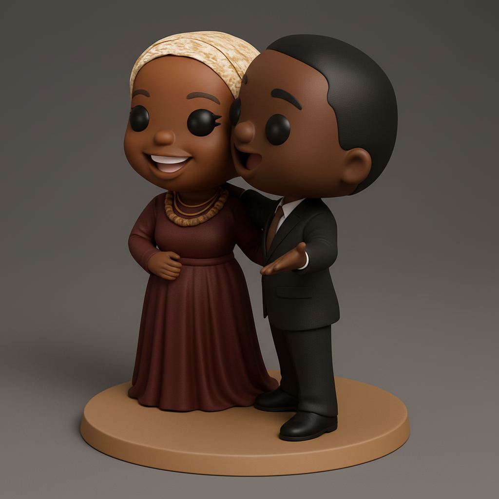 face to 3d model ai-3D portrait printing from photo_Joyful Couple: Customizable Desk & Cake Topper