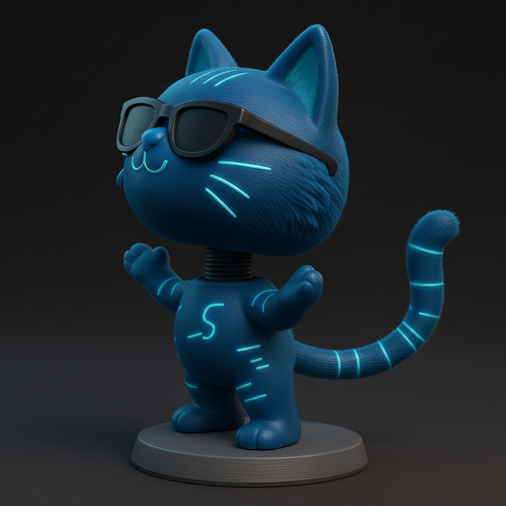 silhouette 3d printer maker-3d portrait printing_Cool Cat with Shades: A Fun 3D Model