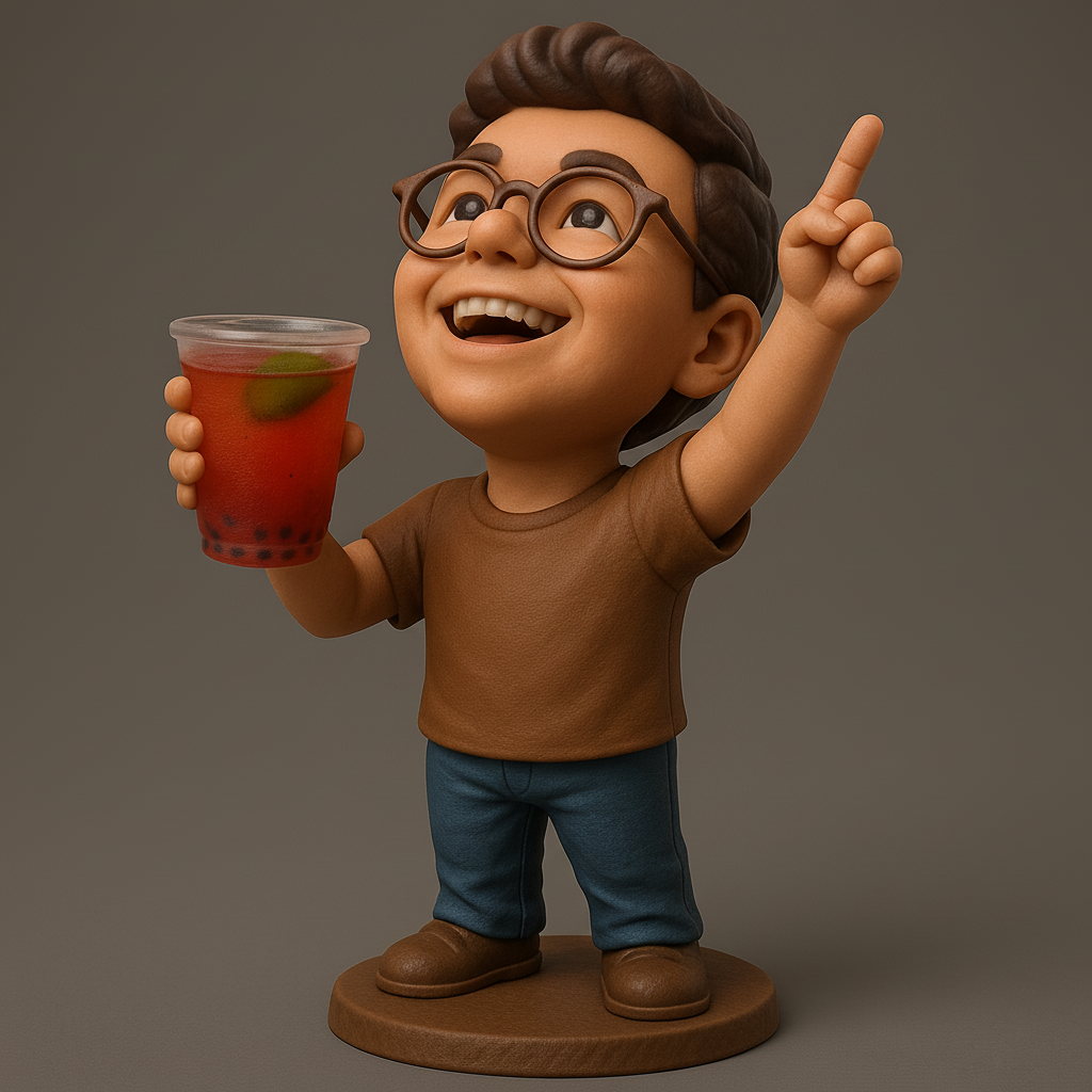silhouette 3d printer maker-3d portrait printing_Joyful Kid with Drink - Perfect for Collectors!