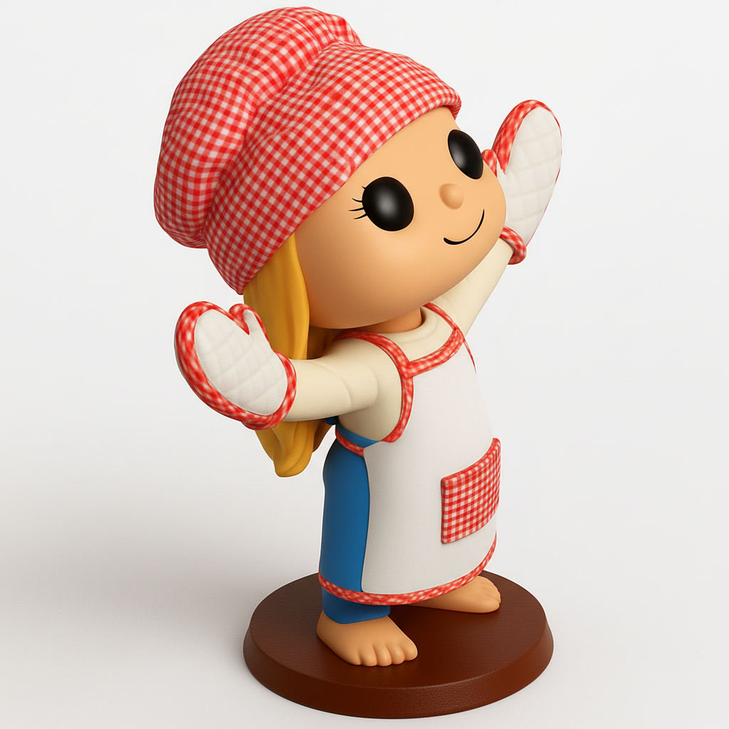 face to 3d model ai-3D portrait printing from photo_Charming Baker Figurine: Kitchen's Sweetest Smile