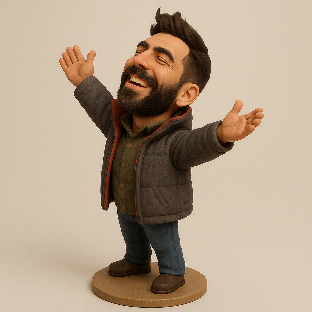 silhouette 3d printer maker-3d portrait printing_Joyful Character with Outstretched Arms