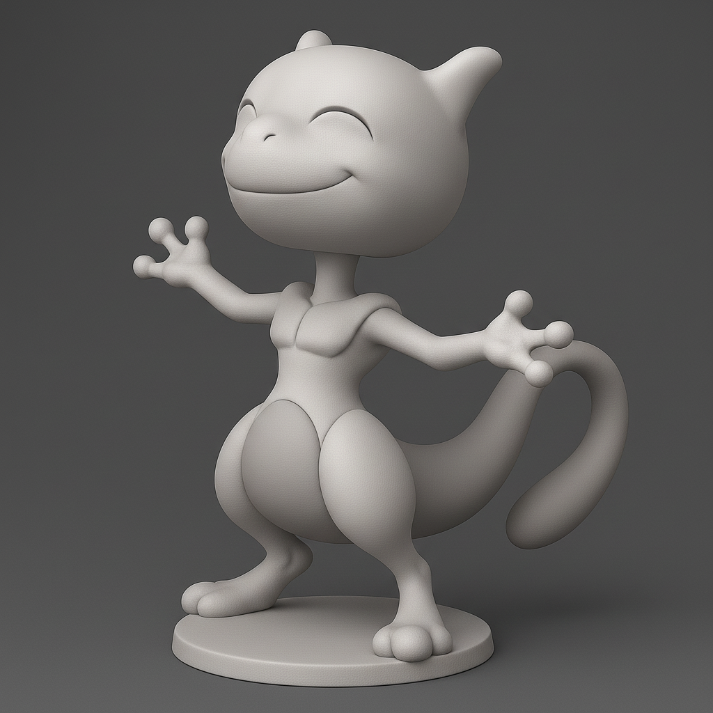 face anatomy 3d model-create 3d face model from photo_Whimsical Mewtwo Figurine for 3D Printing