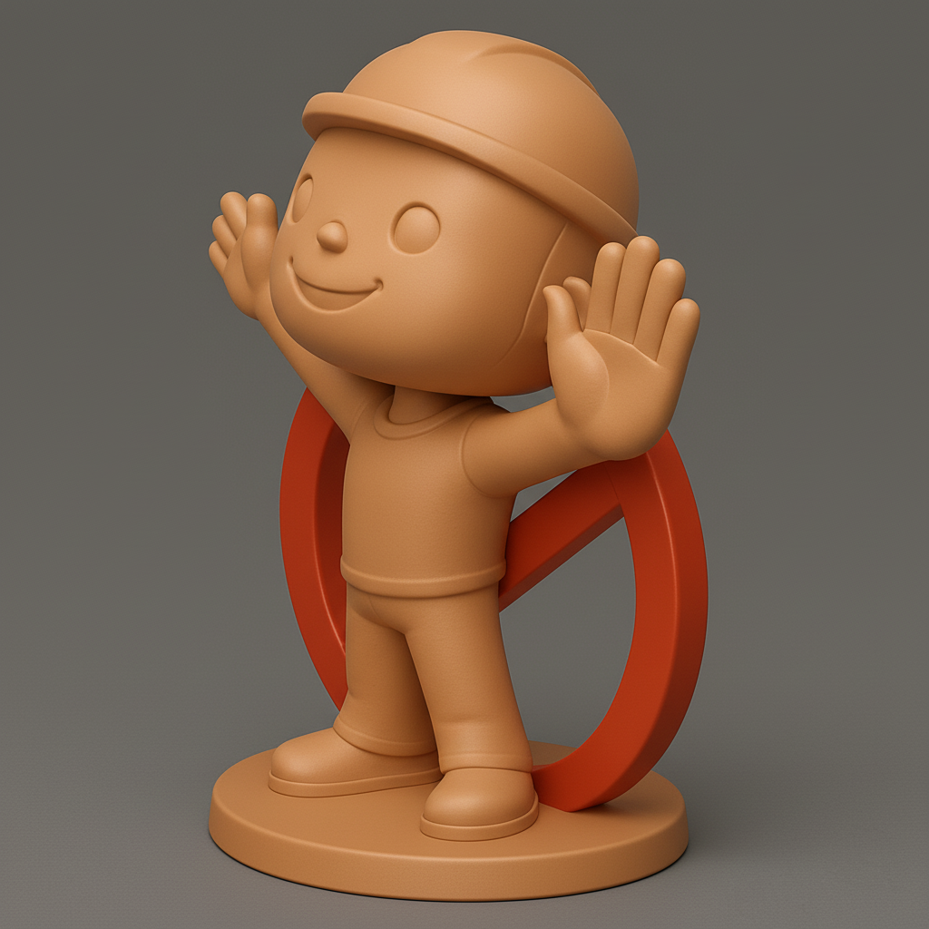 face to 3d model ai-3D portrait printing from photo_Smiley Safety Buddy: Peace & Protection Desk Art