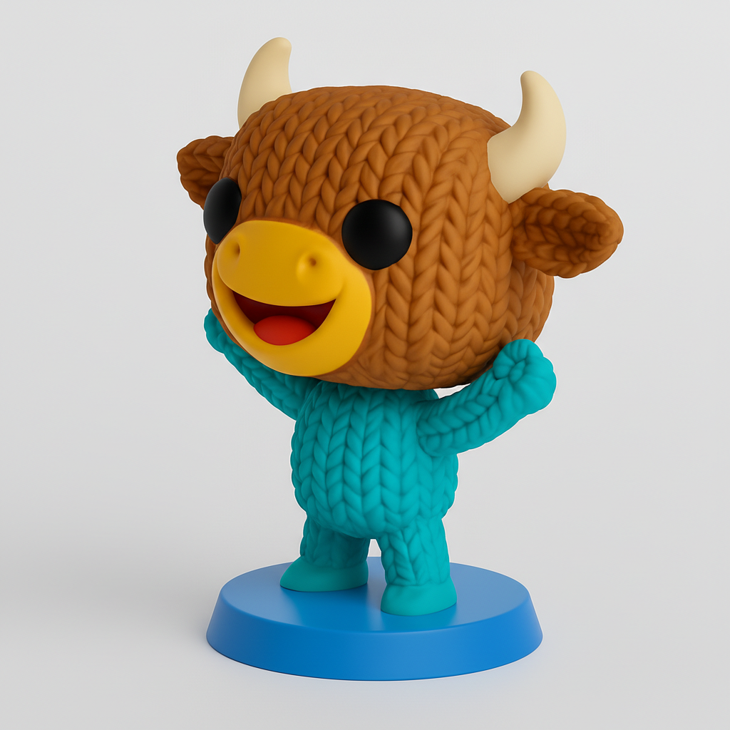 face anatomy 3d model-create 3d face model from photo_Adorable Knitted Yak Figurine: Desk Buddy!
