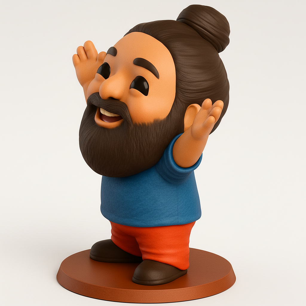 face to 3d model ai-3D portrait printing from photo_Joyful Bearded Man Figurine - Perfect Desk Buddy!