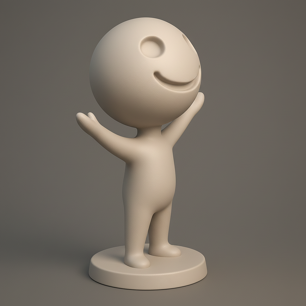 face anatomy 3d model-create 3d face model from photo_Cheerful Character Figure for 3D Printing