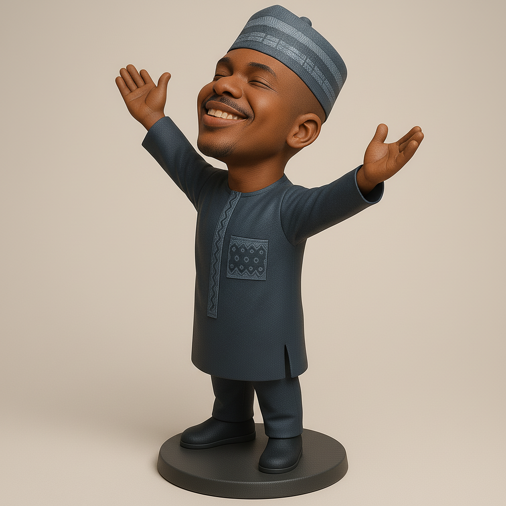 silhouette 3d printer maker-3d portrait printing_Joyful Figurine in Traditional Attire
