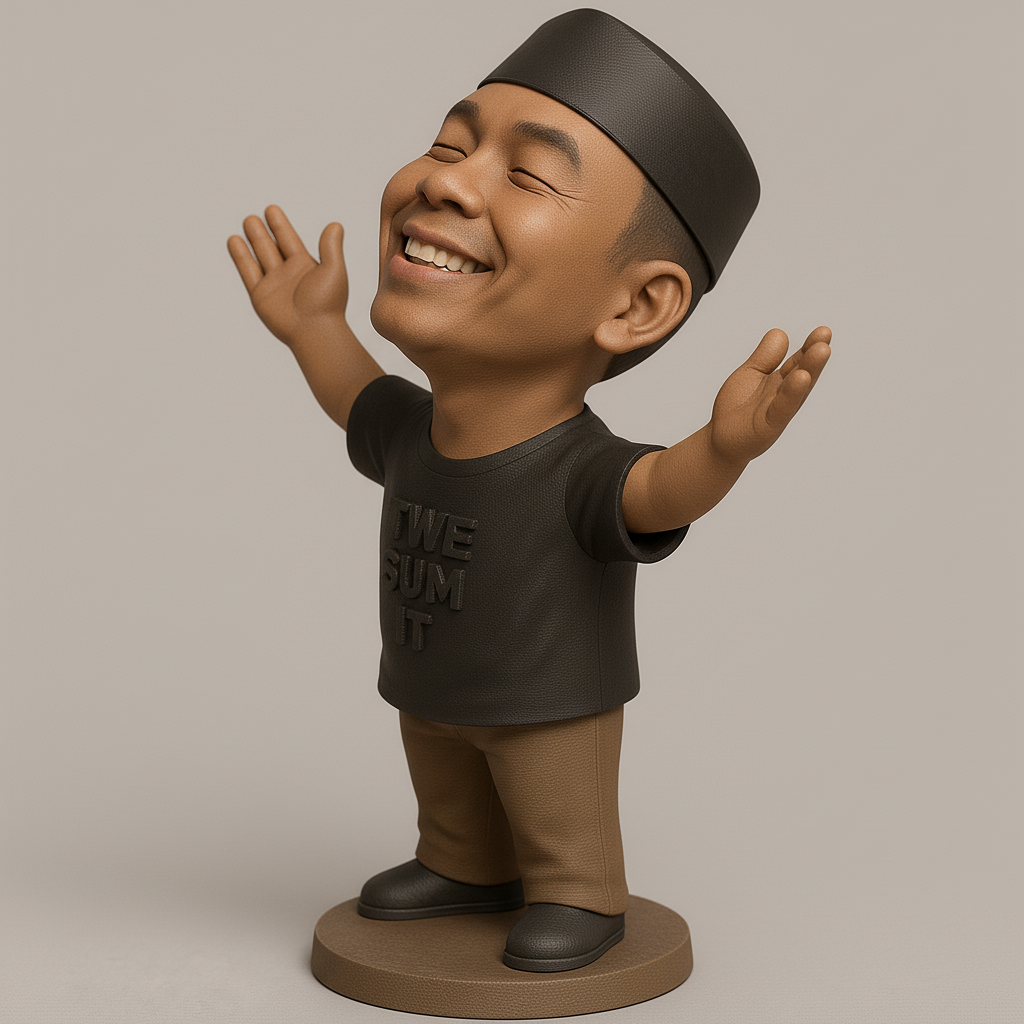 face anatomy 3d model-create 3d face model from photo_Joyful Figurine with Catchy T-Shirt Design