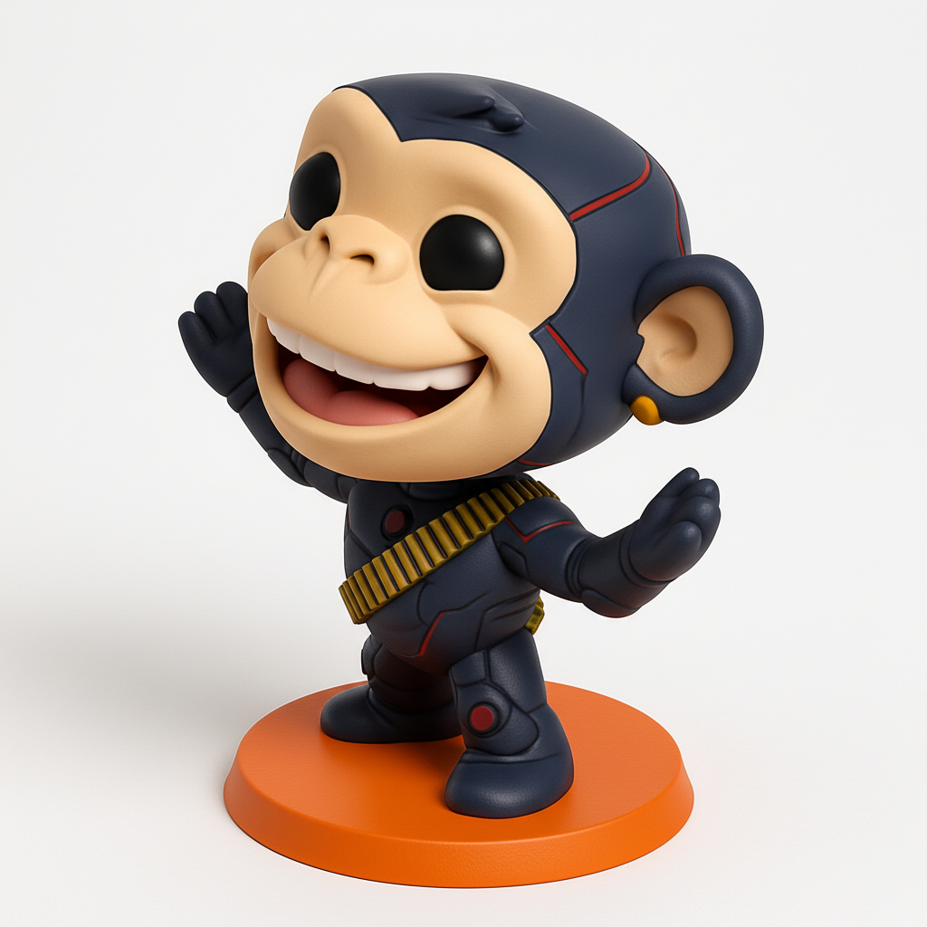 face to 3d model ai-3D portrait printing from photo_Chimp Agent Funko-Style Collectible Figurine