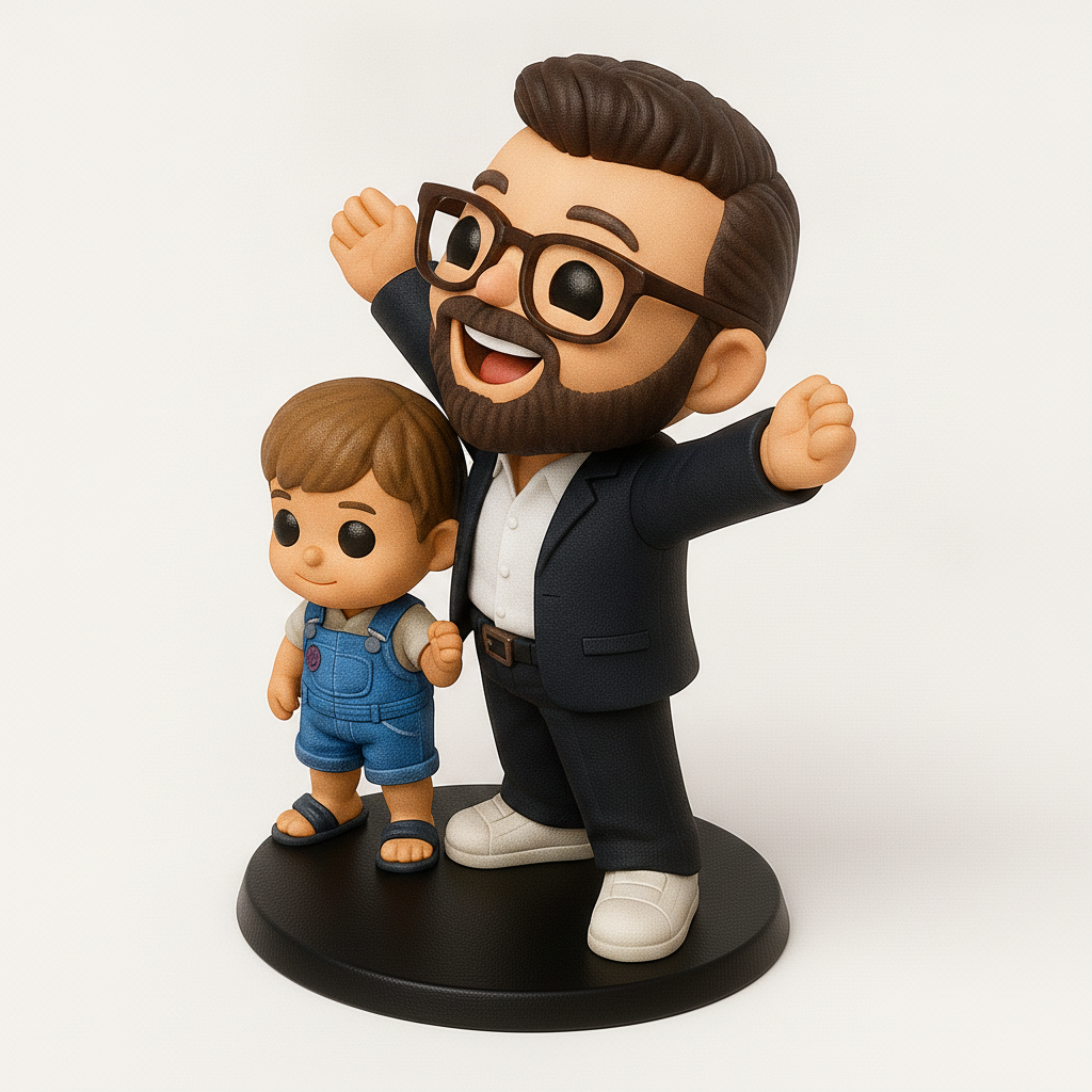 face to 3d model ai-3D portrait printing from photo_Joyful Father & Son Duo 3D Print - Celebrate Family!