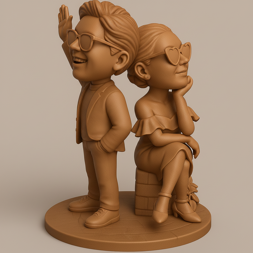 silhouette 3d printer maker-3d portrait printing_Charming Couple Figurine for Fun Decor