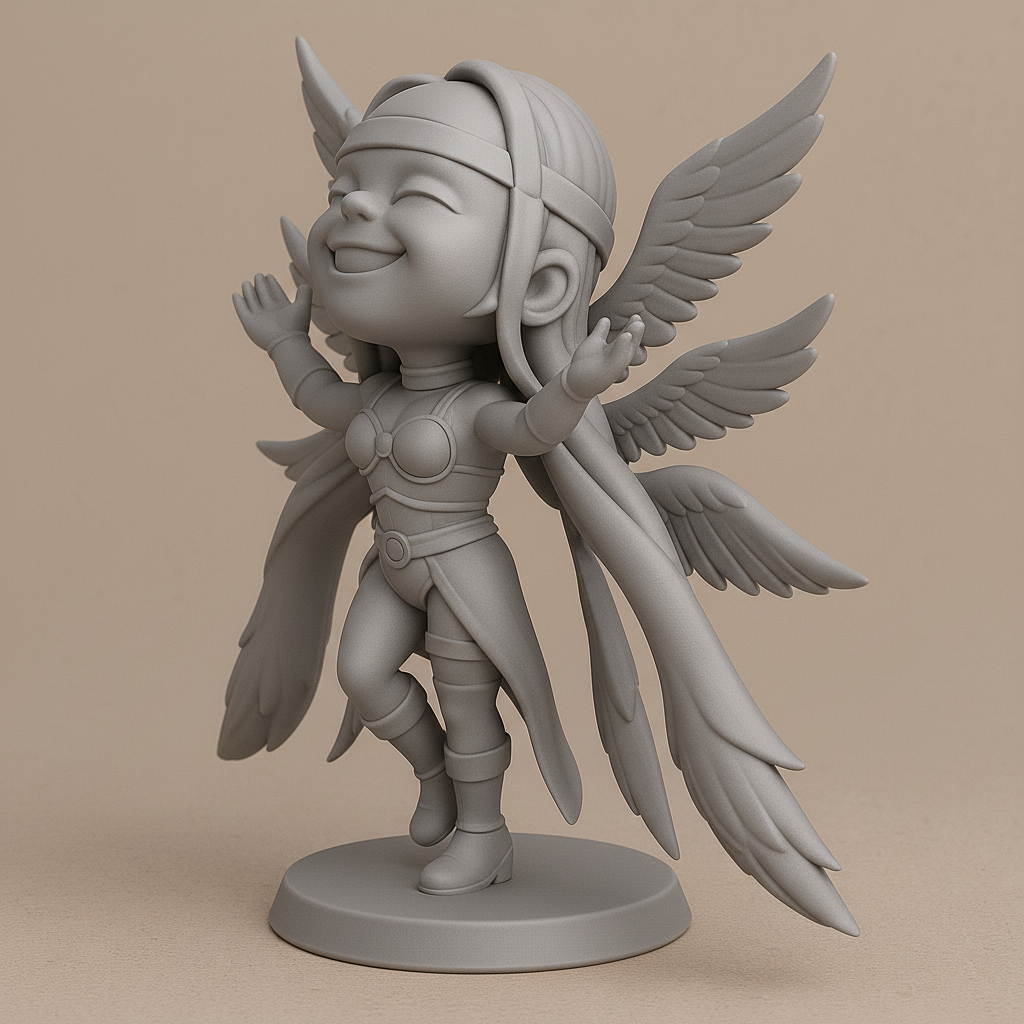 silhouette 3d printer maker-3d portrait printing_Majestic Winged Guardian Figurine