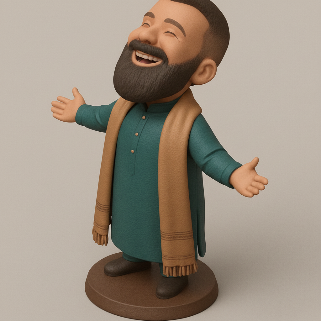 face anatomy 3d model-create 3d face model from photo_Embrace Joy: Happy Man Figurine 3D Print