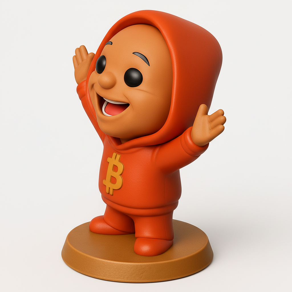 face to 3d model ai-3D portrait printing from photo_Happy Bitcoin Hodler Figurine - Crypto Desk Buddy