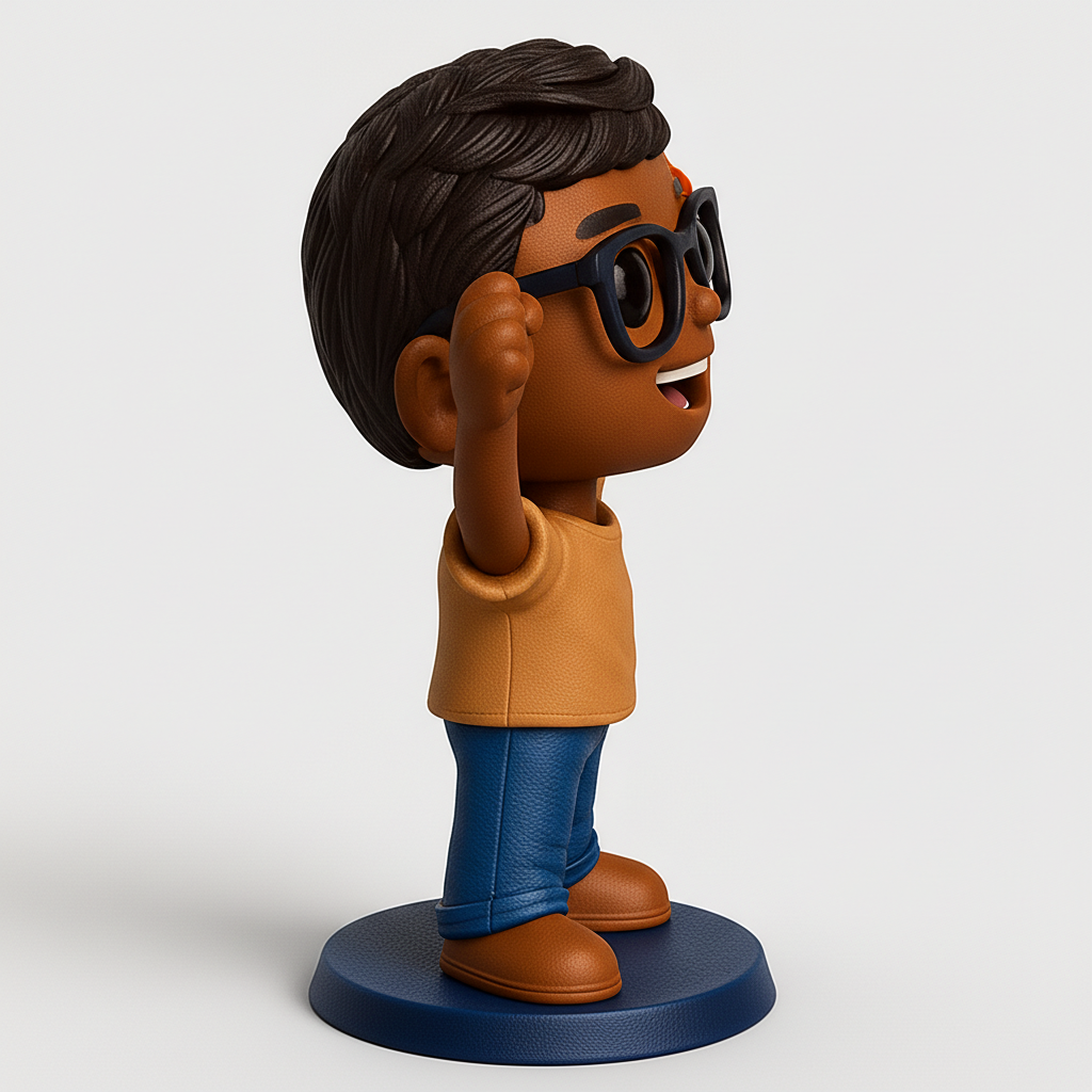 face to 3d model ai-3D portrait printing from photo_Joyful Victory Kid Figurine: Celebrate Success!