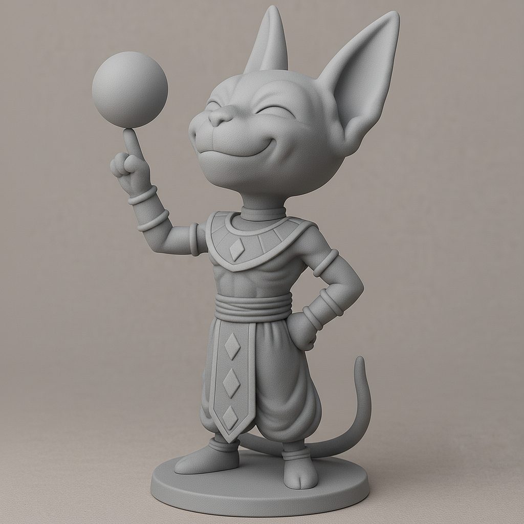 silhouette 3d printer maker-3d portrait printing_Charming Fantasy Cat Figurine