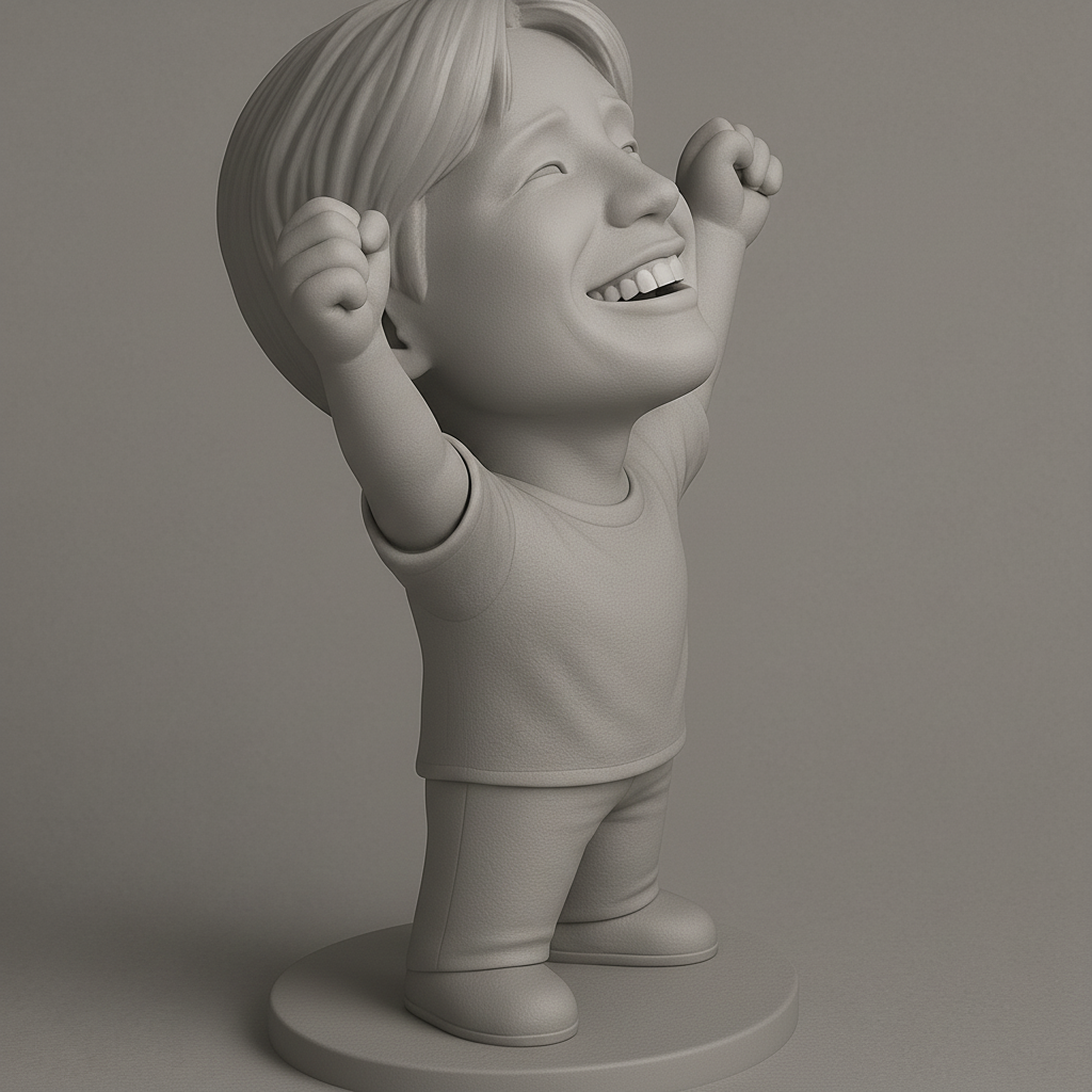 silhouette 3d printer maker-3d portrait printing_Victory Kid Figurine - Express Your Joy!
