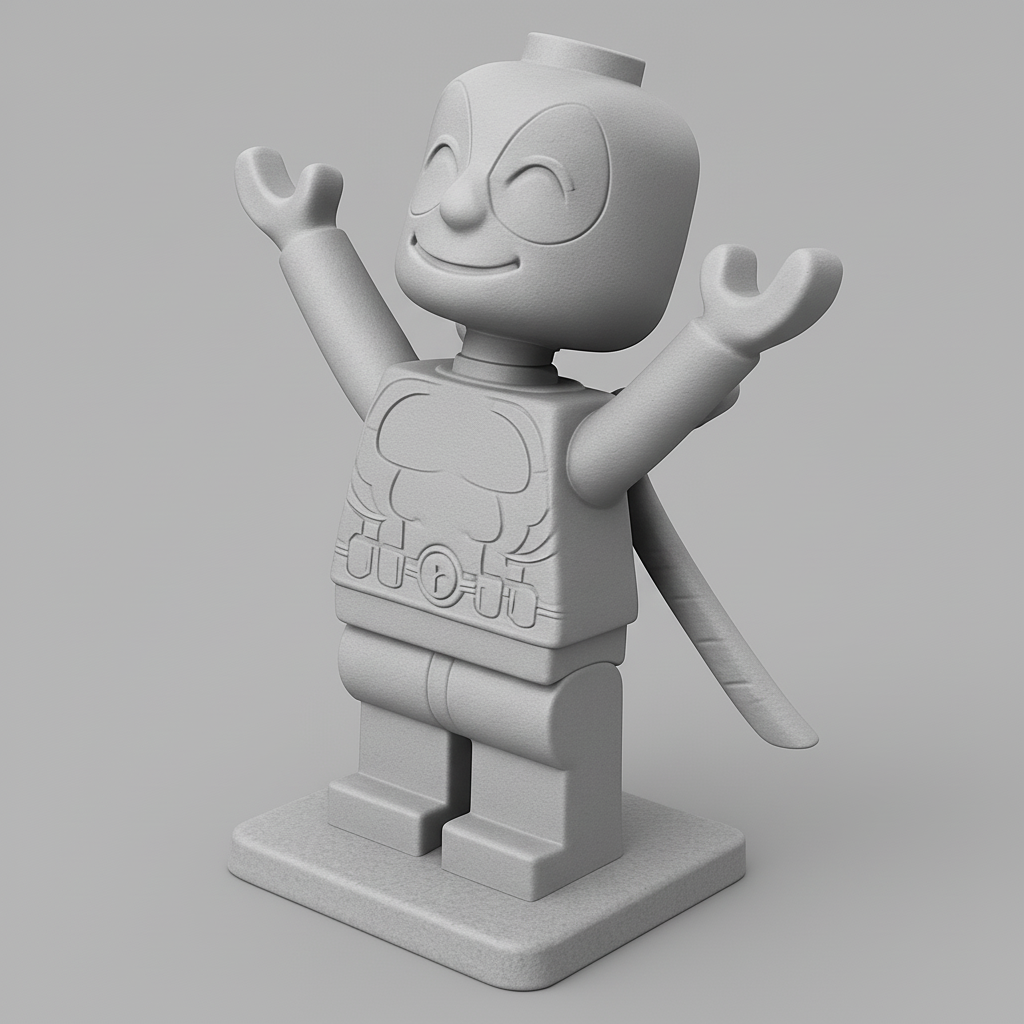face anatomy 3d model-create 3d face model from photo_Happy Deadpool Minifig: Iconic Anti-Hero Collectible