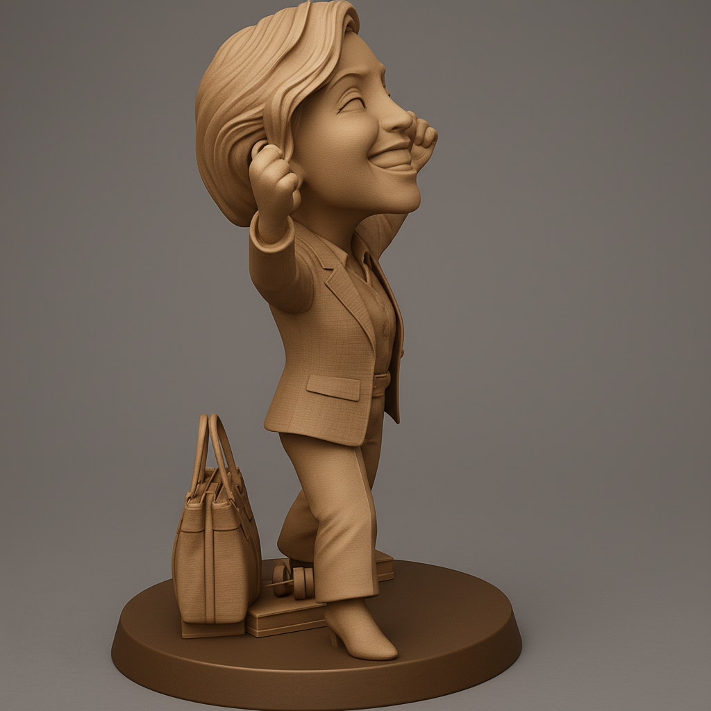 face to 3d model ai-3D portrait printing from photo_Celebrate Success: Empowered Professional Woman Figurine
