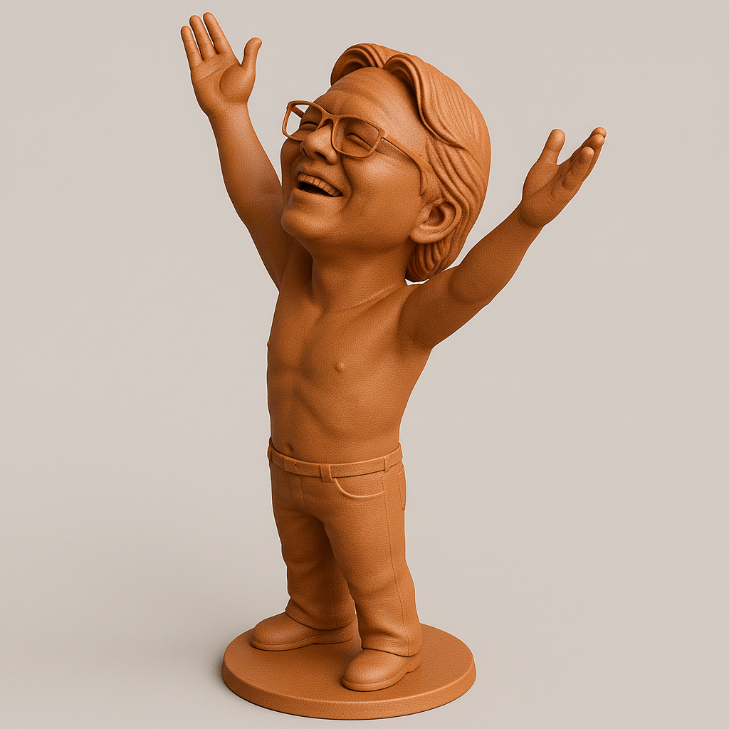 silhouette 3d printer maker-3d portrait printing_Joyful Figurine with Outstretched Arms