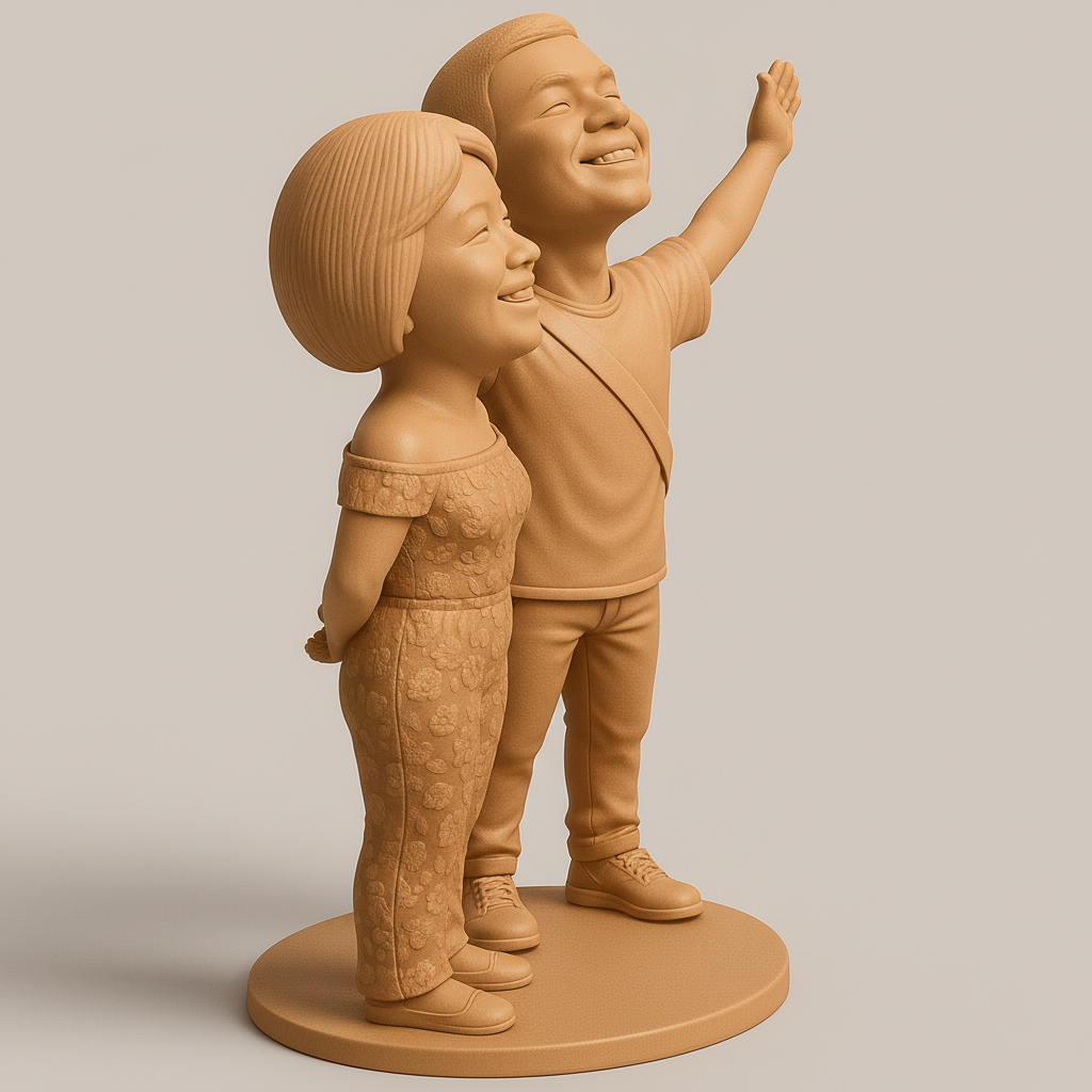 silhouette 3d printer maker-3d portrait printing_Joyful Kids Figurine for 3D Printing