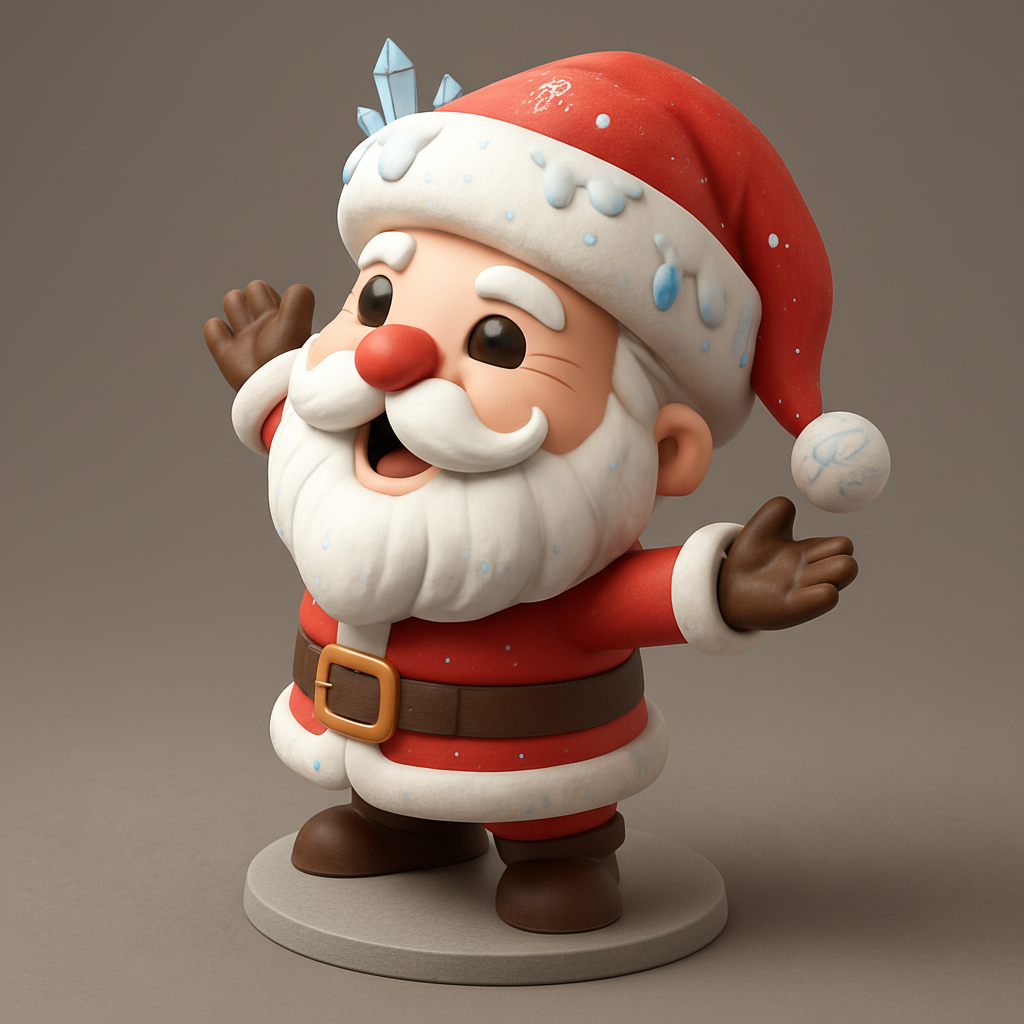 face anatomy 3d model-create 3d face model from photo_Jolly Santa Figurine with Ice Crystals - Festive 3D Print
