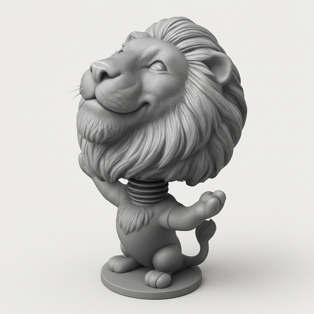 face anatomy 3d model-create 3d face model from photo_Joyful Lion Bobblehead - Shake Up Your Space!