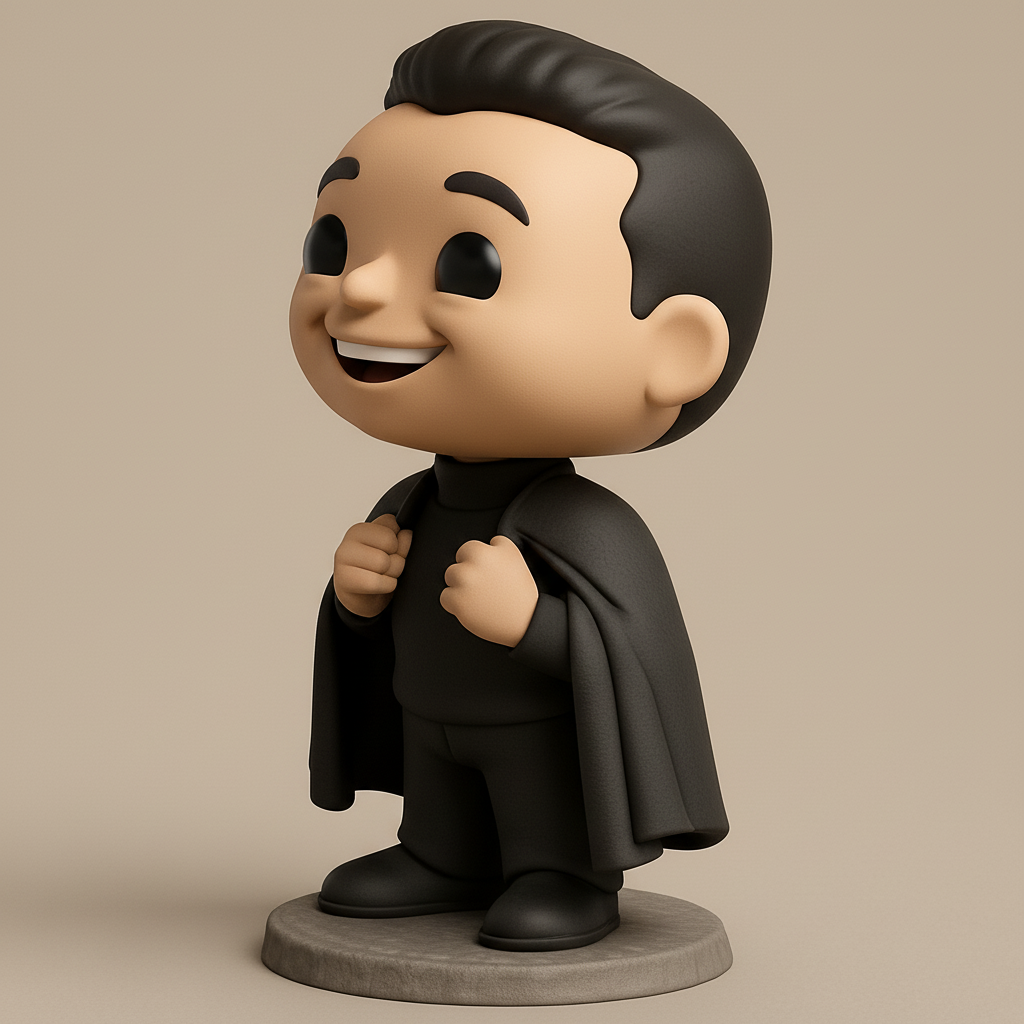 face to 3d model ai-3D portrait printing from photo_Charming Hero Figurine with Dynamic Cape