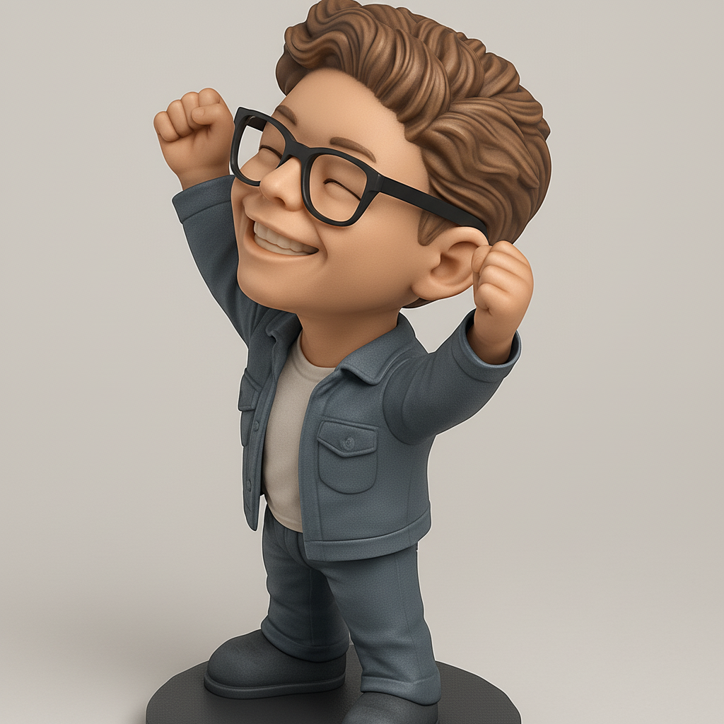 face anatomy 3d model-create 3d face model from photo_Triumphant Character Figurine: Celebrate Your Wins!