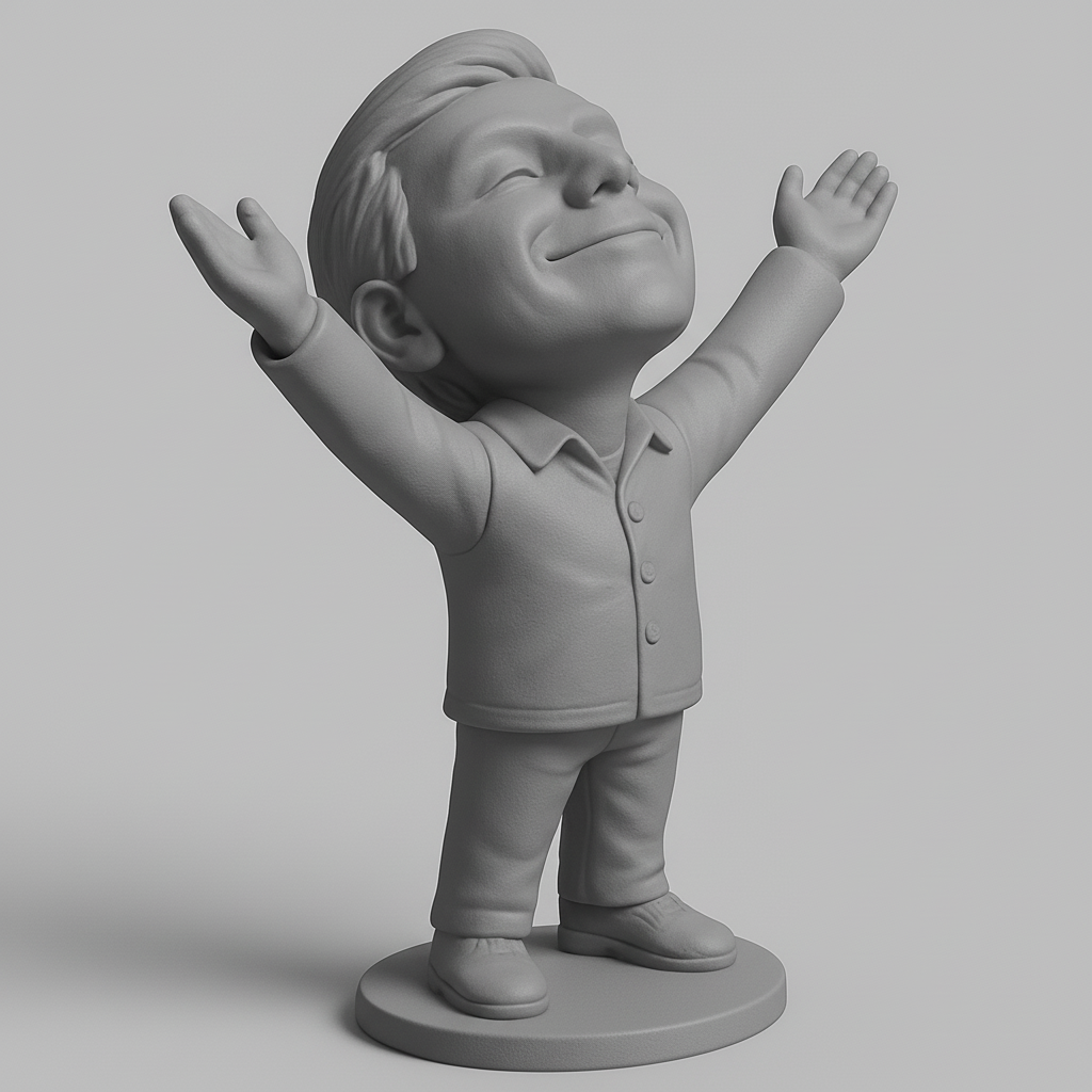 face anatomy 3d model-create 3d face model from photo_Uplifted Joyful Man Figurine - Embrace Happiness!