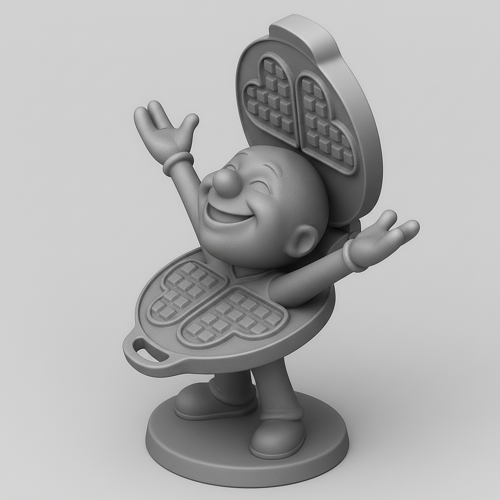 face anatomy 3d model-create 3d face model from photo_Joyful Waffle Maker Character | Fun Foodie Figurine