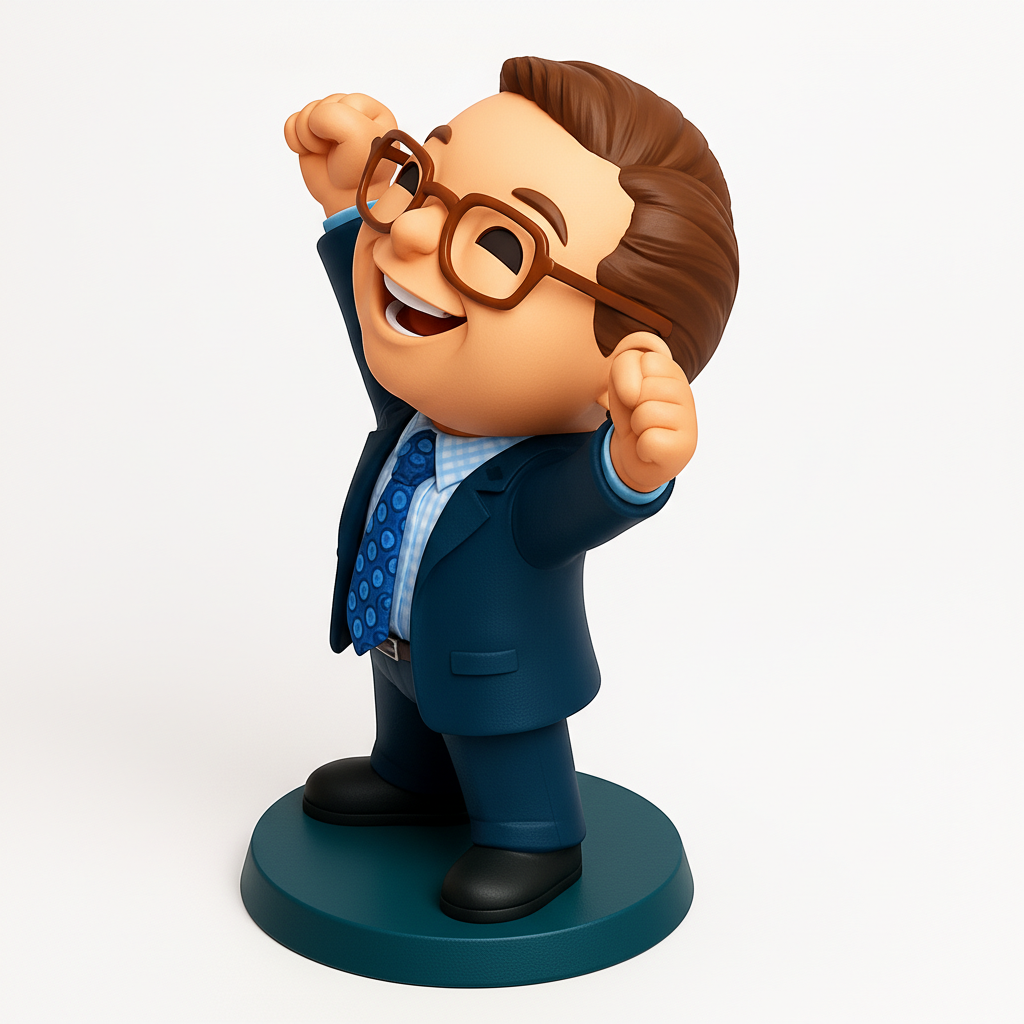 face to 3d model ai-3D portrait printing from photo_Celebrate Success: Joyful Executive Desk Figure