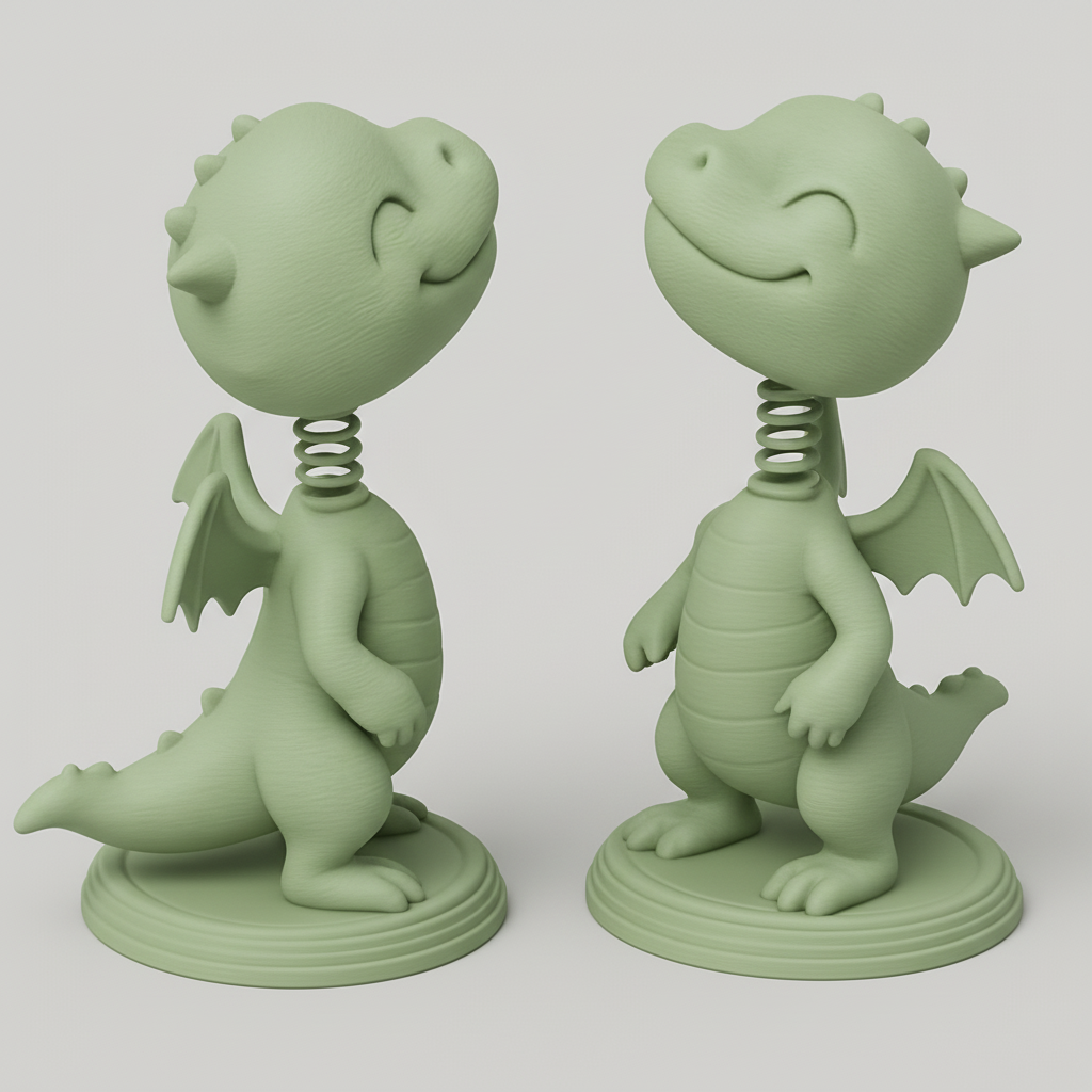 face anatomy 3d model-create 3d face model from photo_Cute Dragon Bobblehead Set: Single & Three-Headed Fun