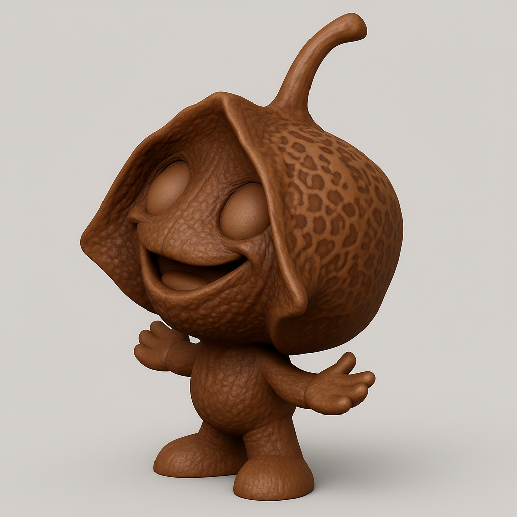 face anatomy 3d model-create 3d face model from photo_Smiling Nut Character: Whimsical 3D Print Joy!