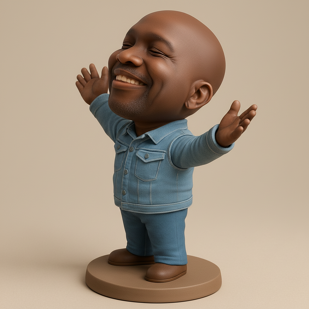 face to 3d model ai-3D portrait printing from photo_Optimistic Man Figurine - Print Your Own Joy!