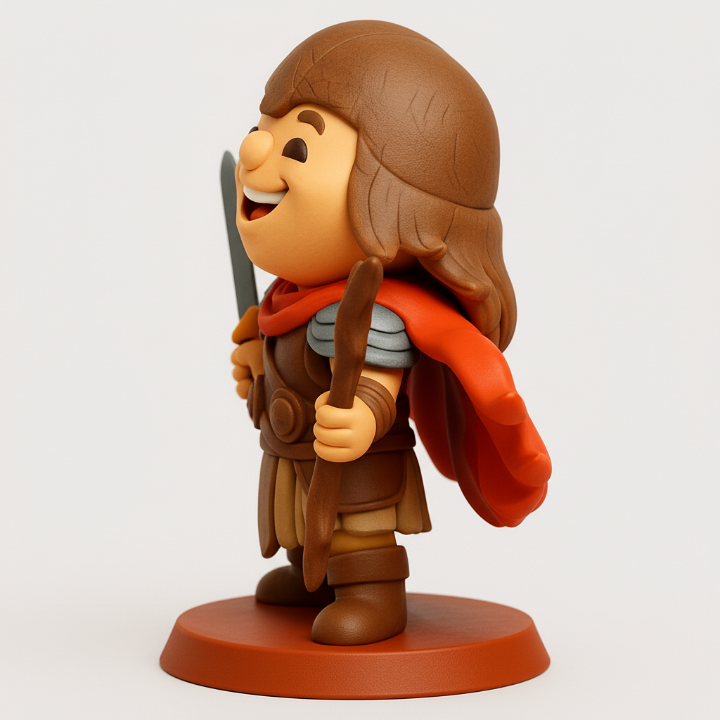 face anatomy 3d model-create 3d face model from photo_Bring Adventure Home: Happy Chibi Warrior Figurine