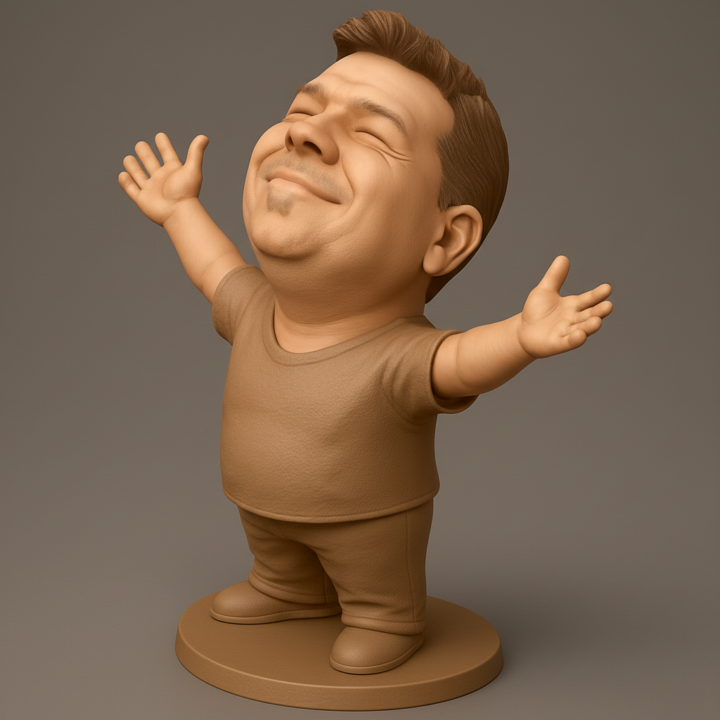 face anatomy 3d model-create 3d face model from photo_Smiling Man Figurine: Embrace Joy & Positivity