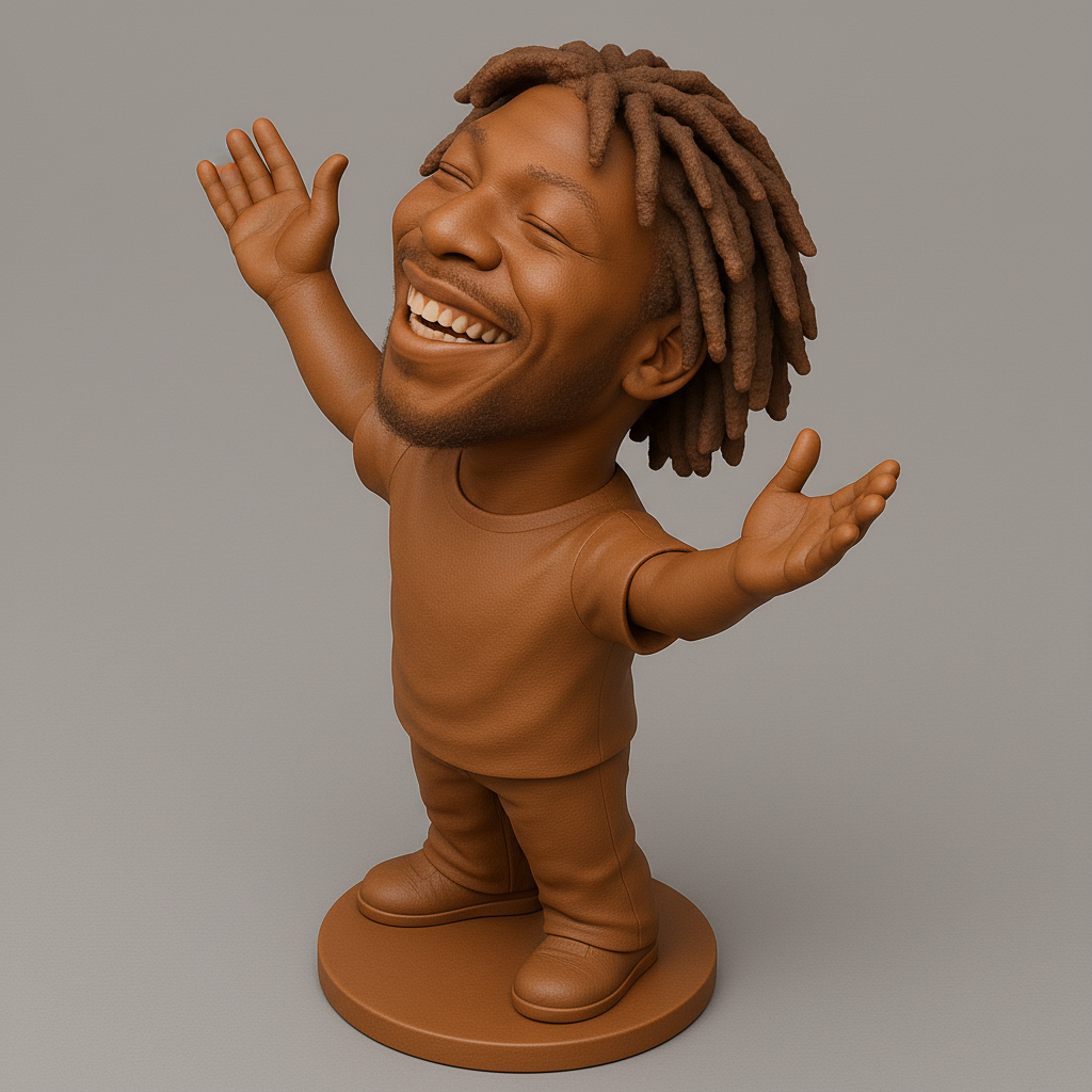 silhouette 3d printer maker-3d portrait printing_Joyful 3D Figurine with Outstretched Arms